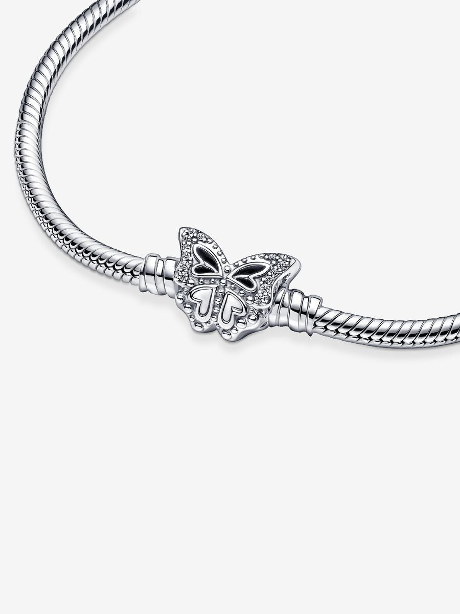 Bracelet à fermoir en papillon et à chaîne serpentine Pandora Moments