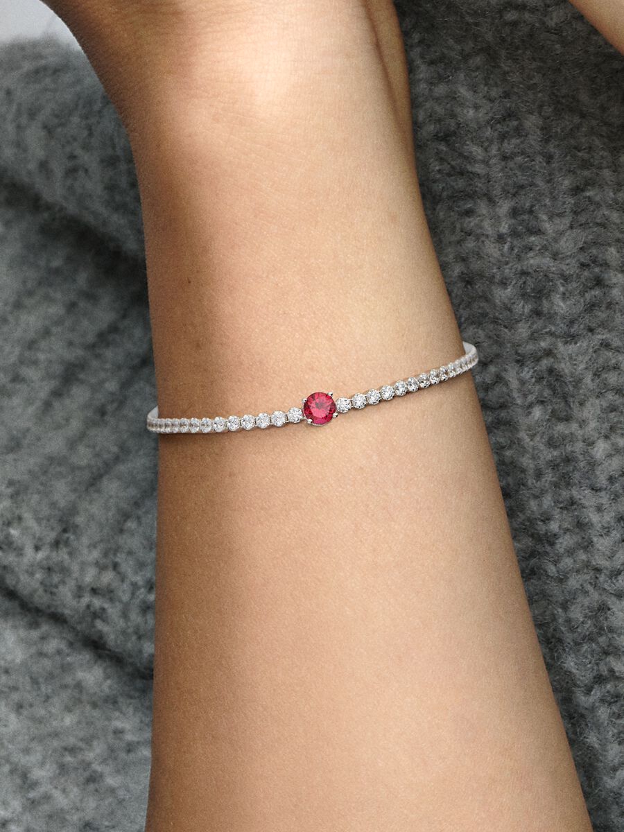 Bracelet tennis scintillant rouge en pavé rond