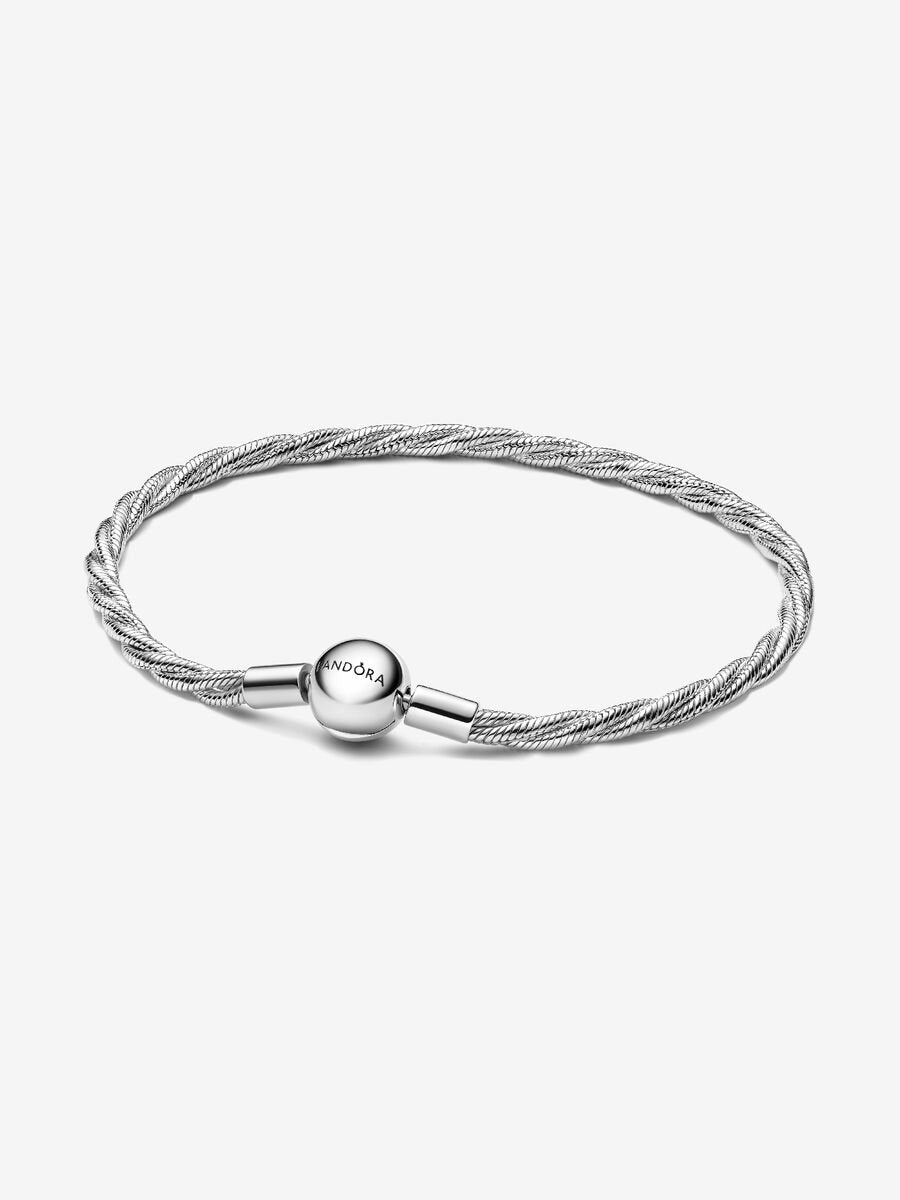 Bracelet à charms avec chaîne serpentine torsadée et fermoir rond