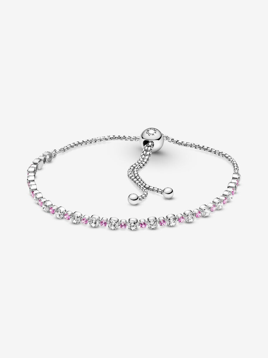 Bracelet à fermoir coulissant à éclat rose et incolore
