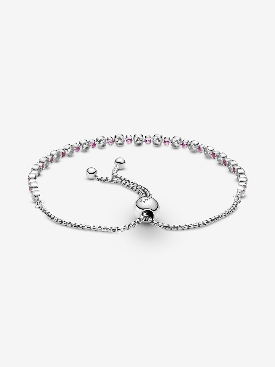 Bracelet à fermoir coulissant à éclat rose et incolore