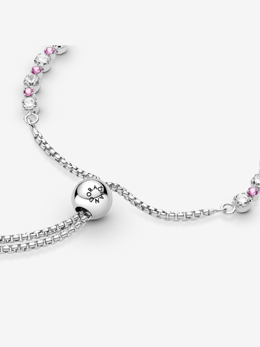 Bracelet à fermoir coulissant à éclat rose et incolore