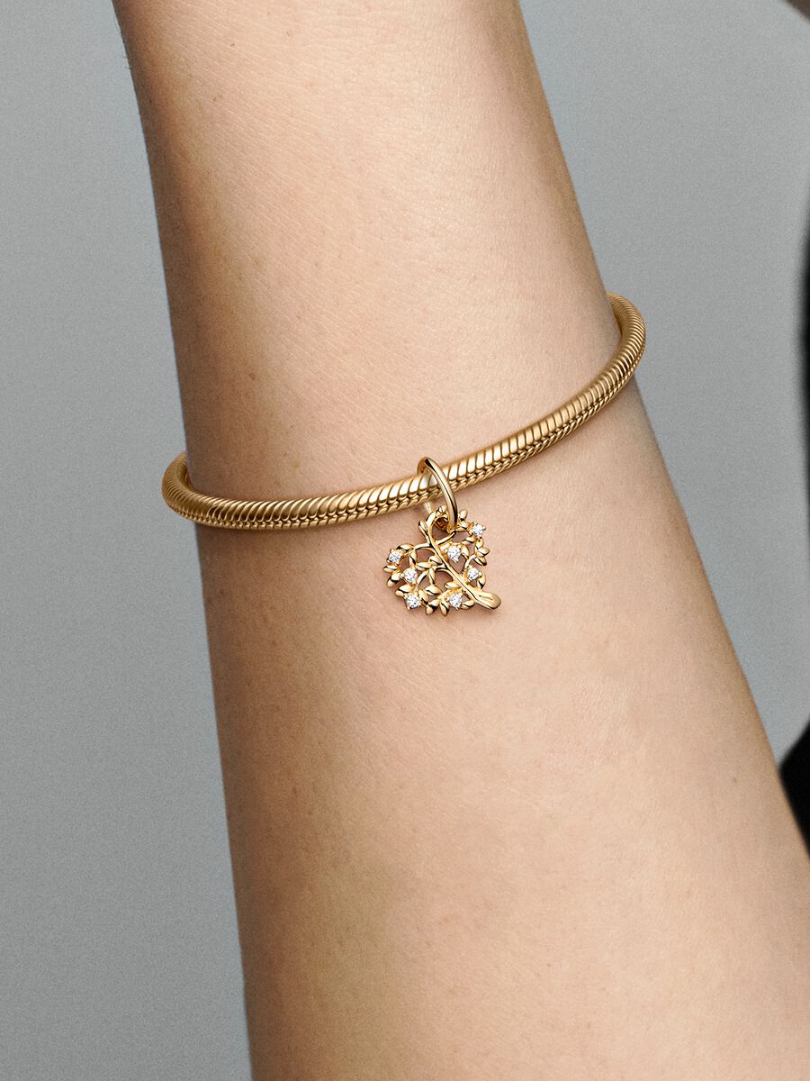 Charm-pendentif Cœur scintillant et arbre généalogique