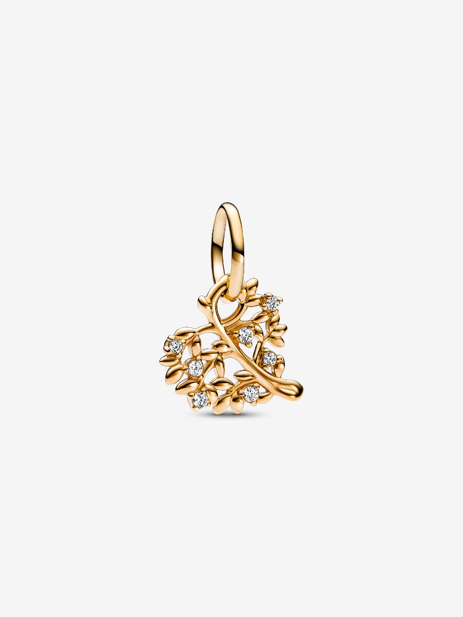 Charm-pendentif Cœur scintillant et arbre généalogique