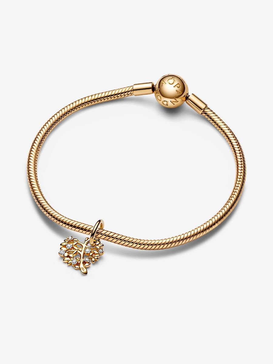 Charm-pendentif Cœur scintillant et arbre généalogique