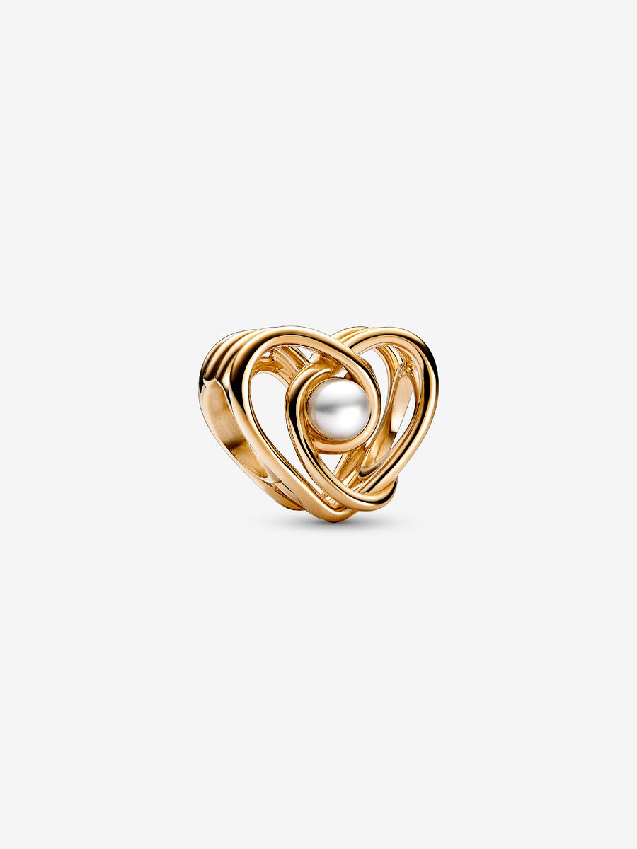 Charm Cœur tourbillonnant ajouré et perle de culture d’eau douce traitée