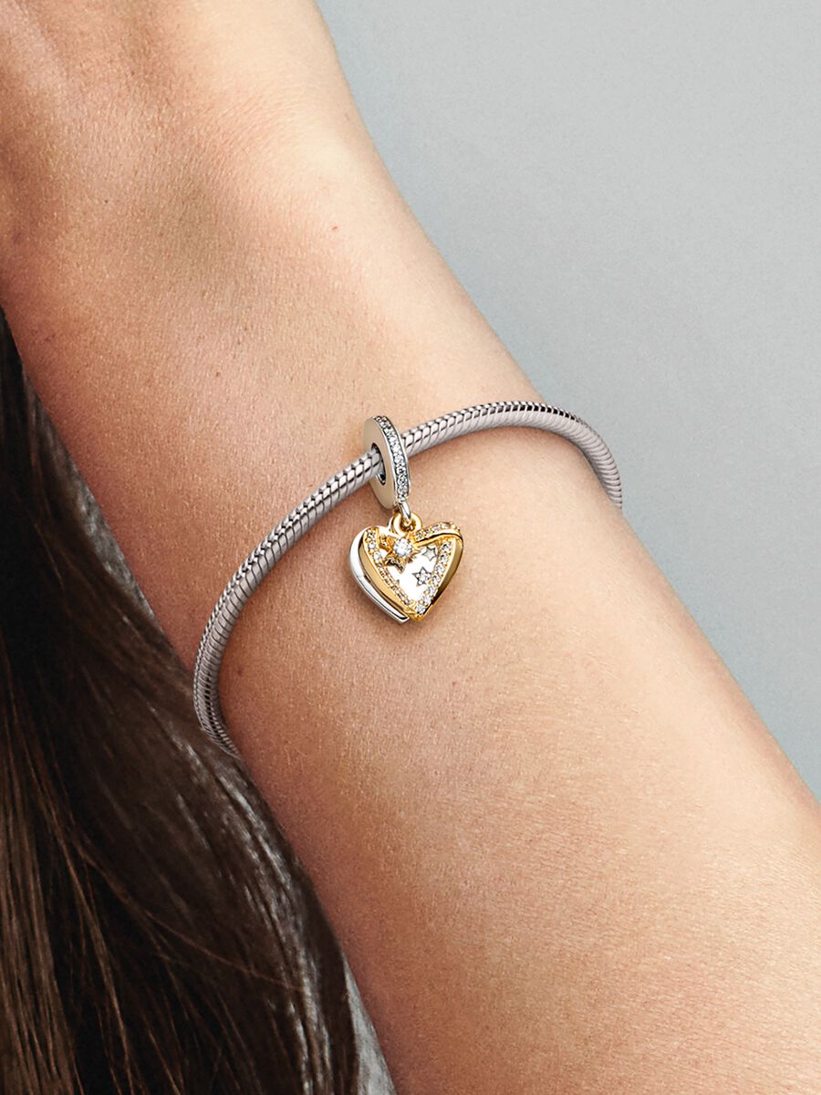 Charm-pendentif double Cœurs étoile filante