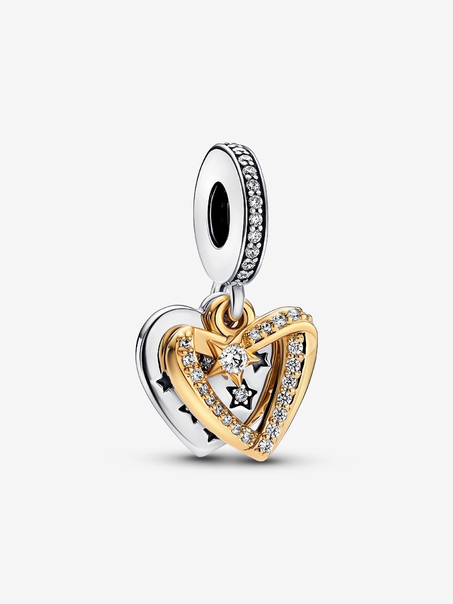 Charm-pendentif double Cœurs étoile filante