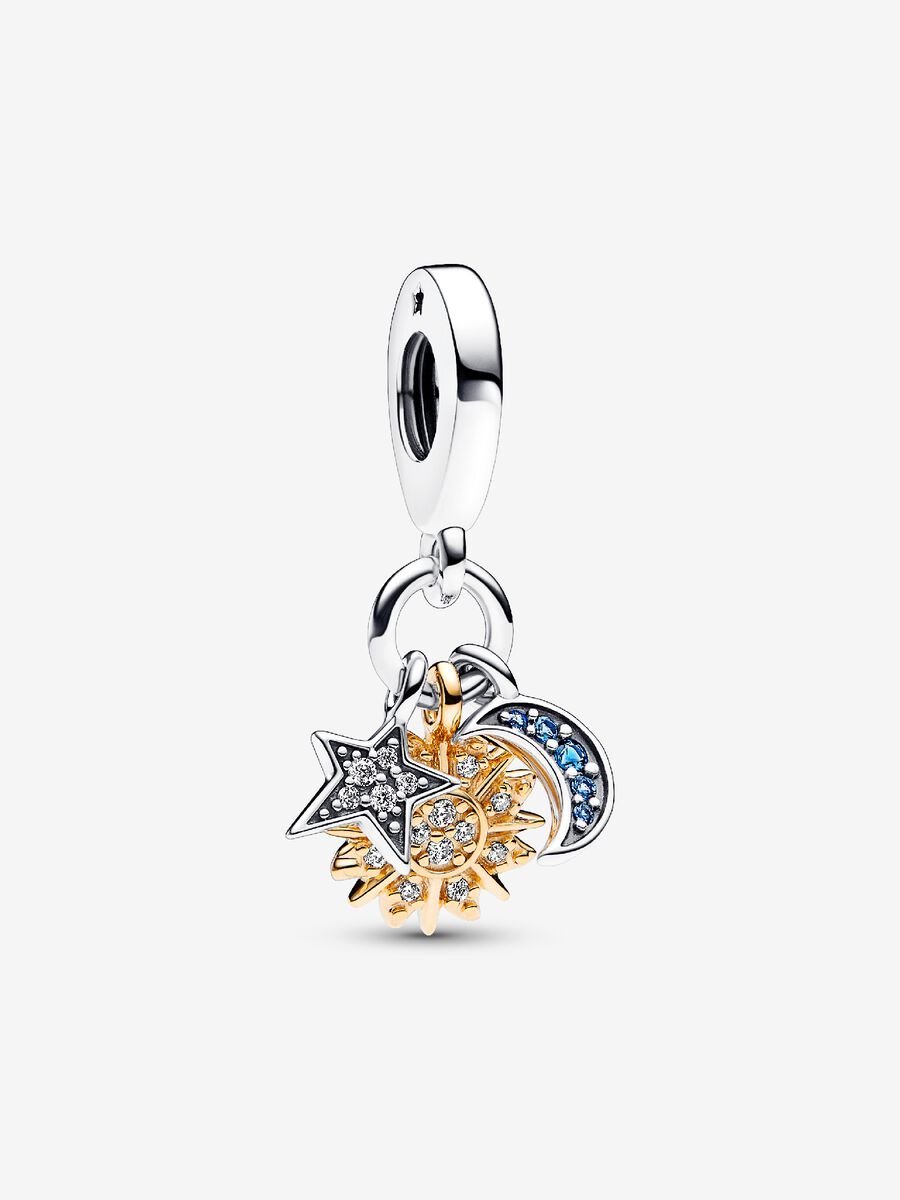 Charm-pendentif triple deux-tons Céleste