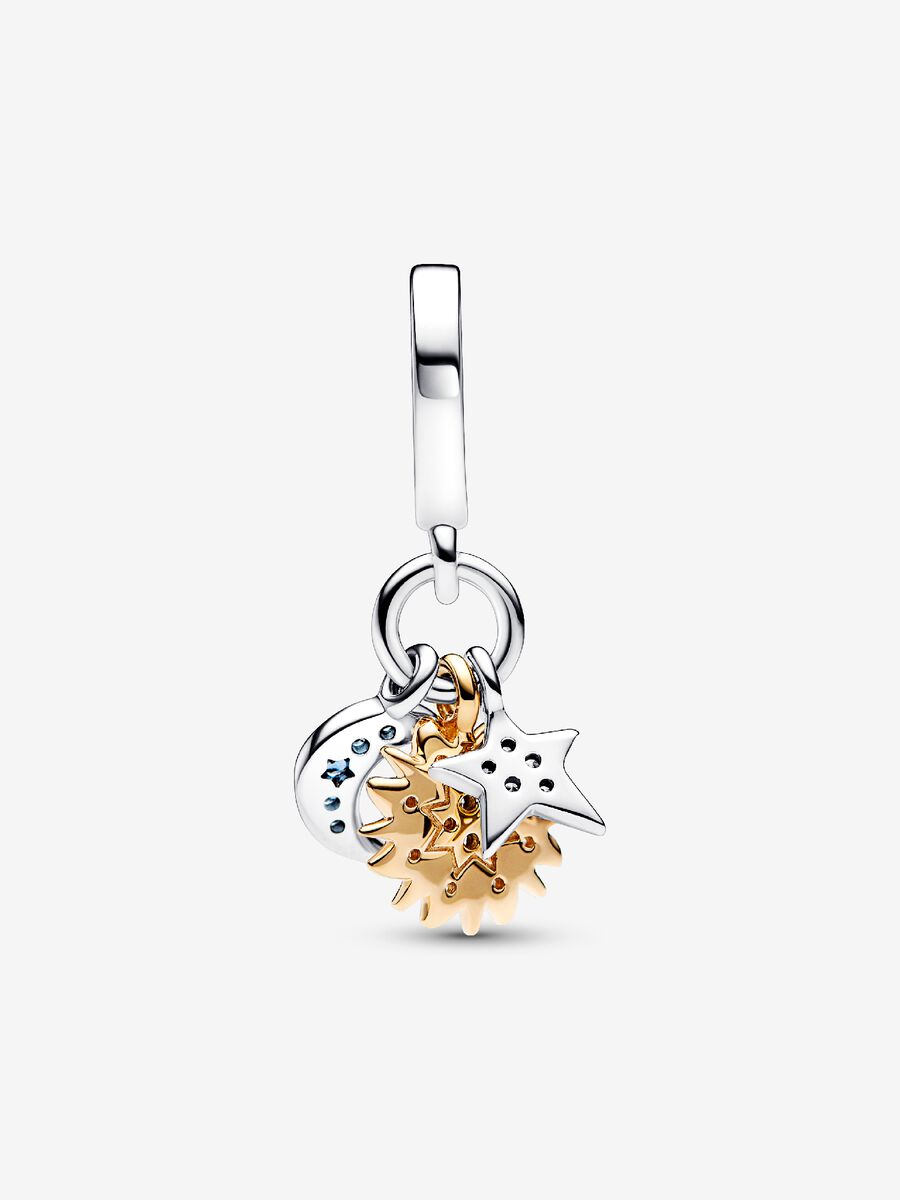 Charm-pendentif triple deux-tons Céleste