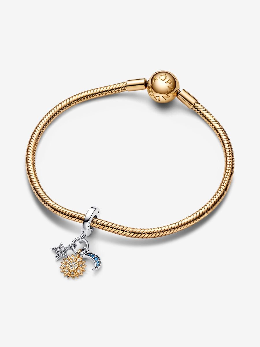 Charm-pendentif triple deux-tons Céleste
