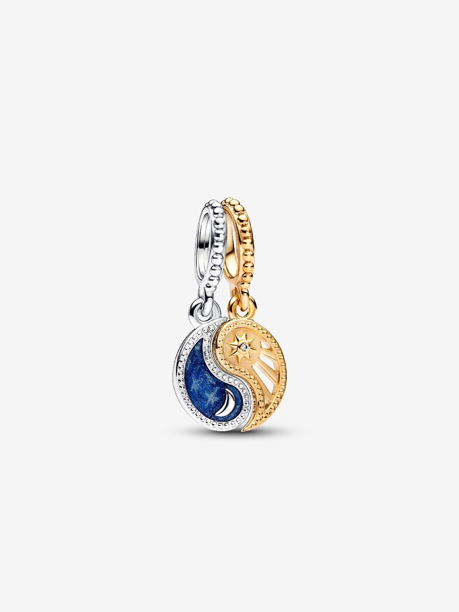Charm-pendentif deux-tons Soleil et lune séparable