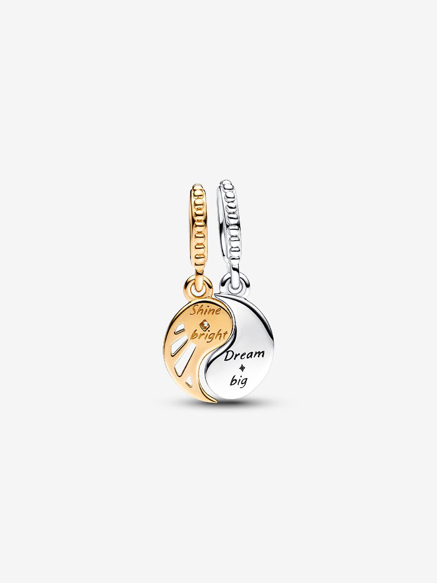 Charm-pendentif deux-tons Soleil et lune séparable