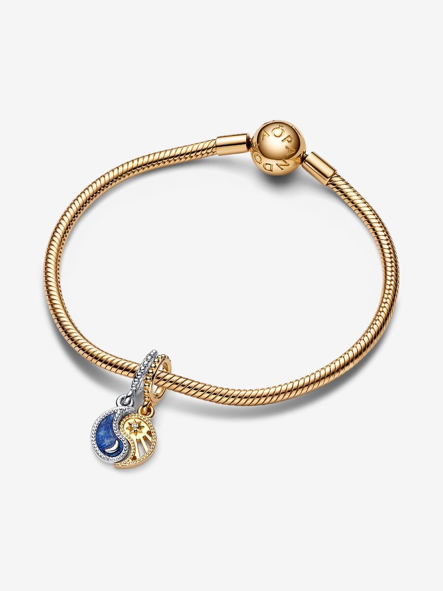 Charm-pendentif deux-tons Soleil et lune séparable