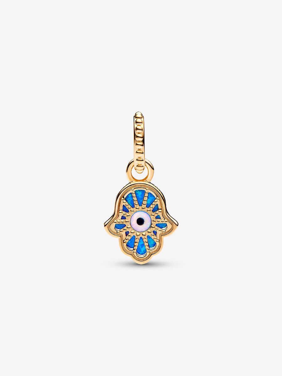 Charm-pendentif Khamsa bleu opalescent
