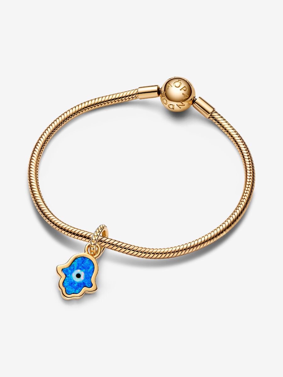 Charm-pendentif Khamsa bleu opalescent