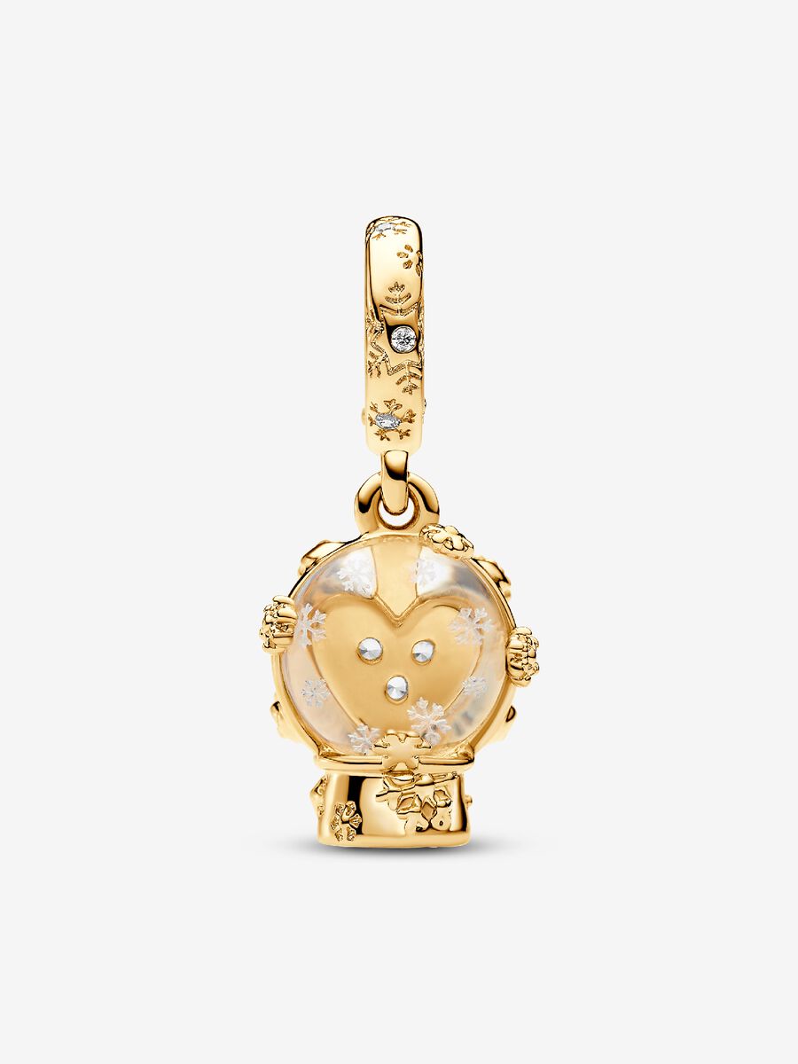 Charm-pendentif Boule à neige et flocon en forme de cœur