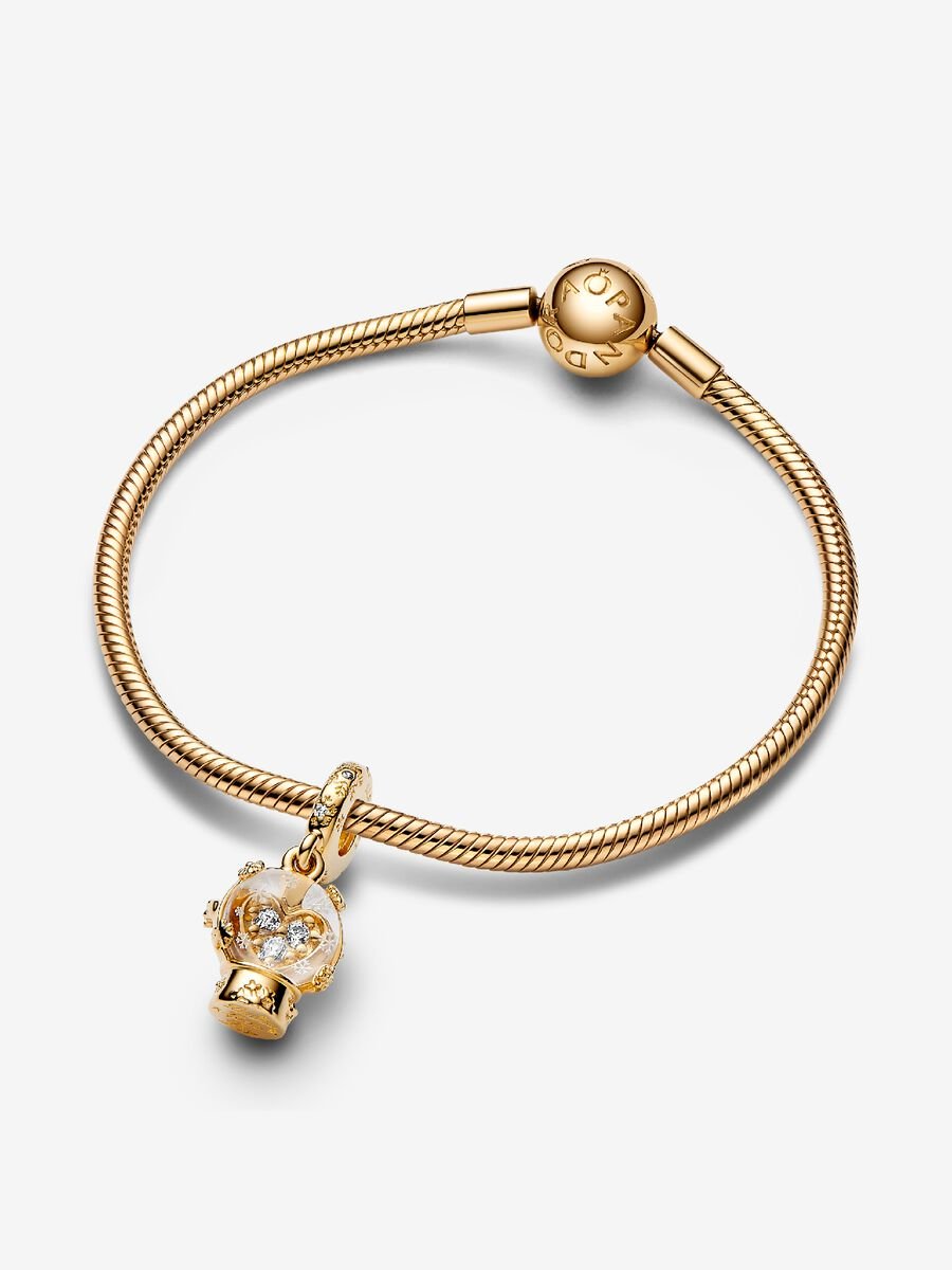 Charm-pendentif Boule à neige et flocon en forme de cœur