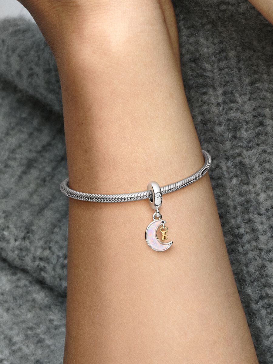 Charm-pendentif deux-tons Clé et lune