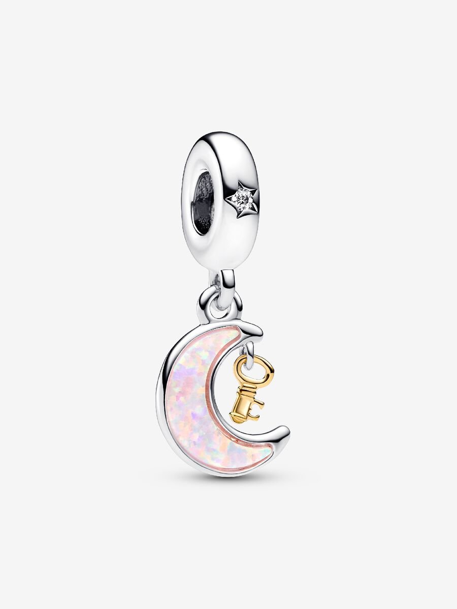Charm-pendentif deux-tons Clé et lune