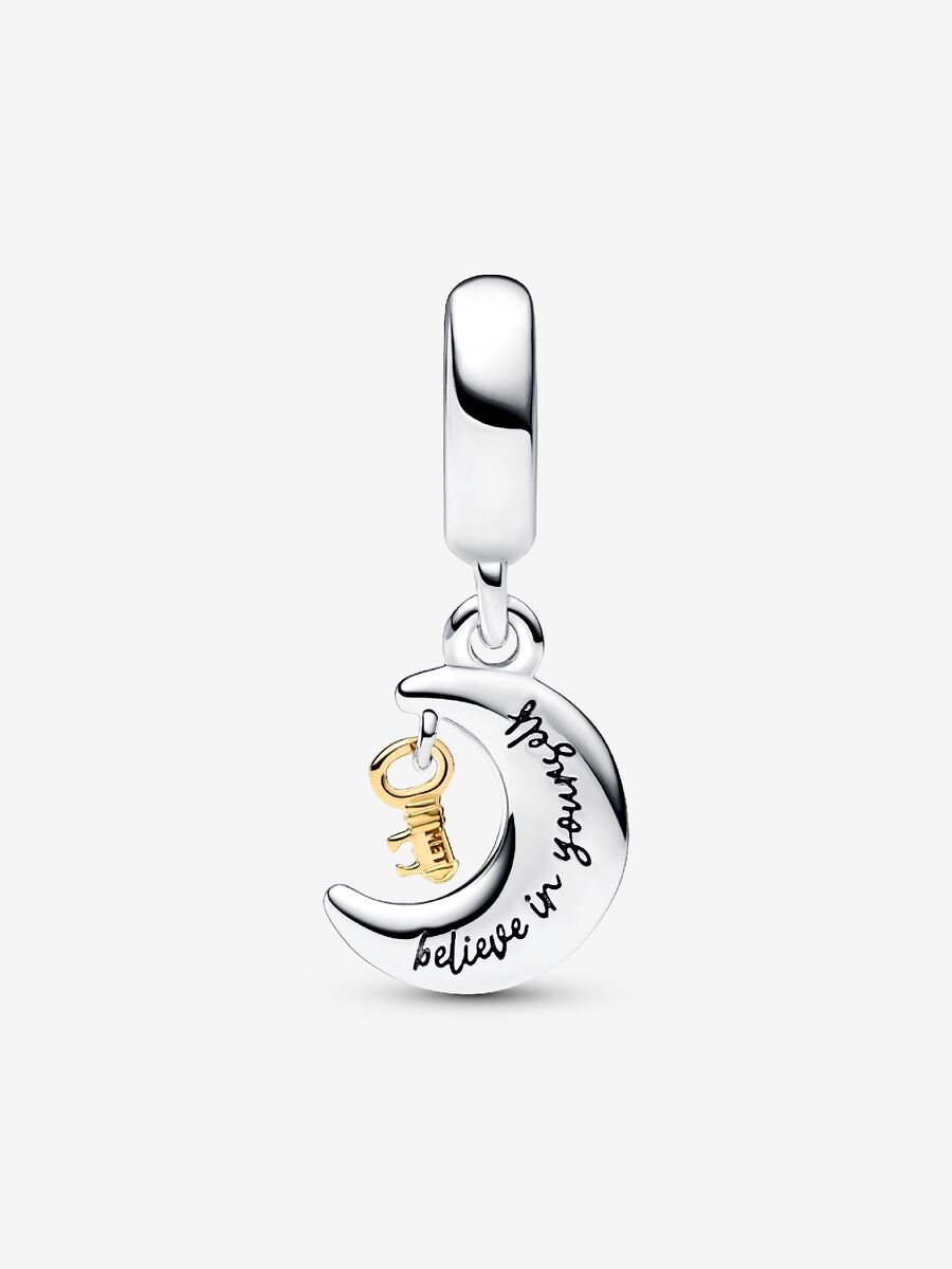 Charm-pendentif deux-tons Clé et lune