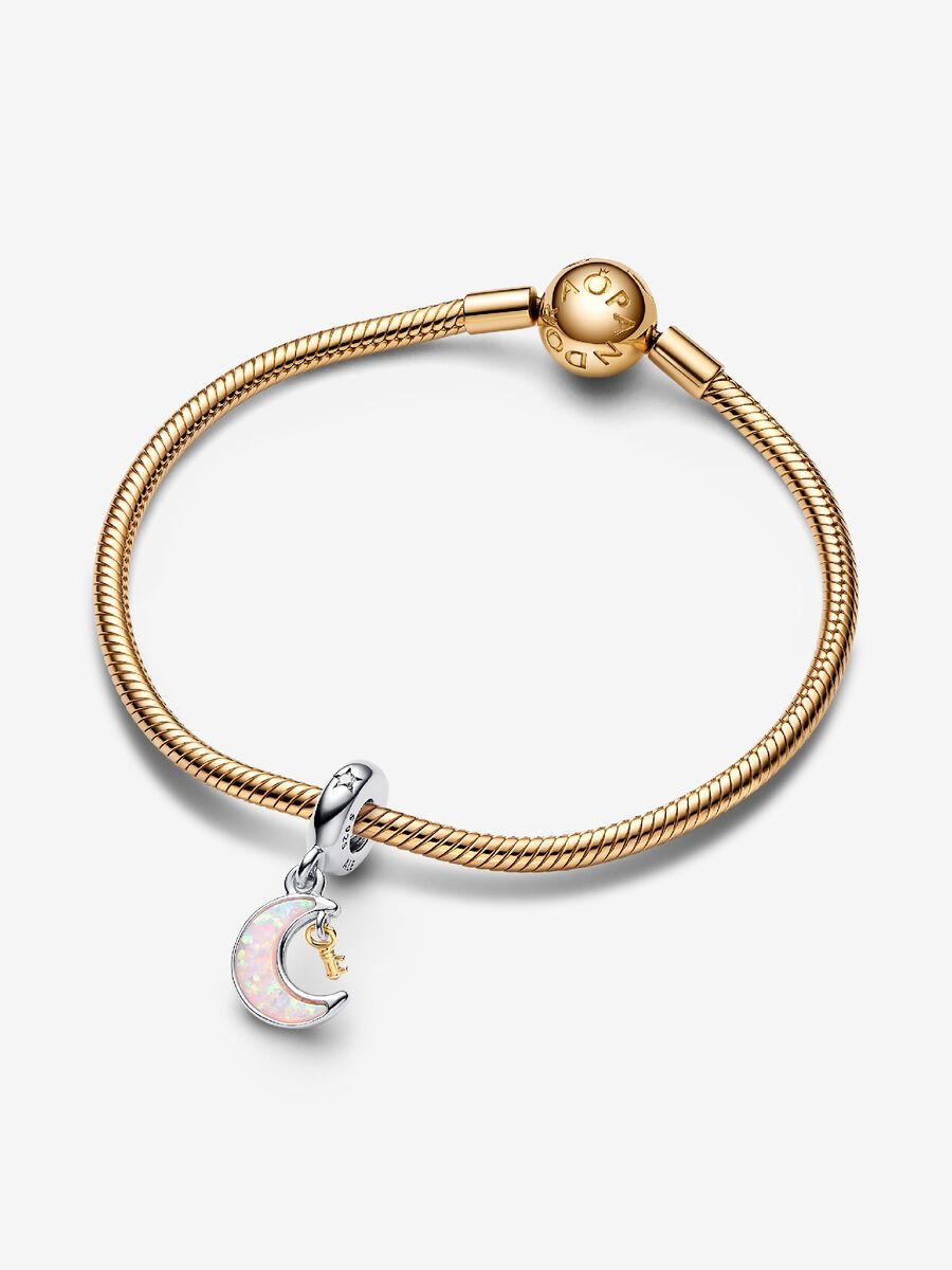Charm-pendentif deux-tons Clé et lune