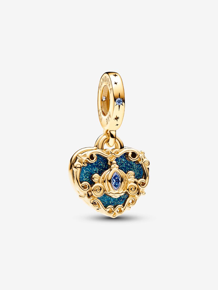 Charm-pendentif double Cœur et carrosse de Cendrillon de Disney