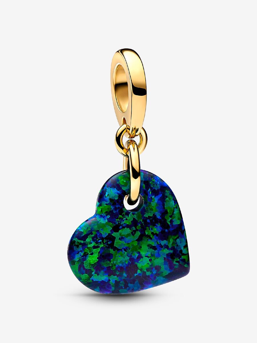 Charm-pendentif Cœur vert opalescent