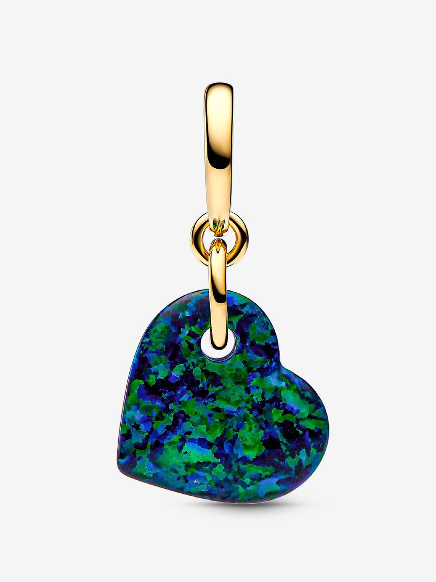 Charm-pendentif Cœur vert opalescent
