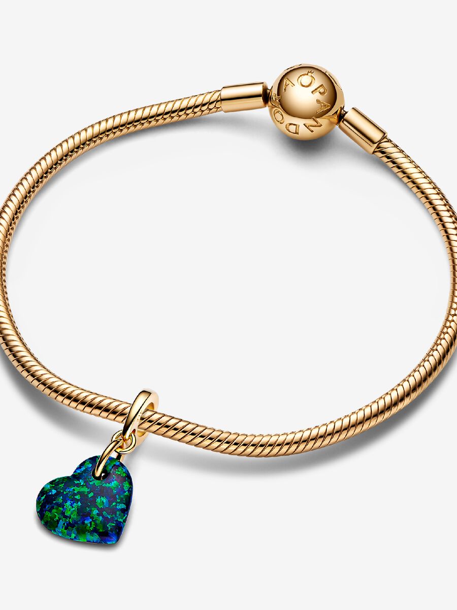 Charm-pendentif Cœur vert opalescent