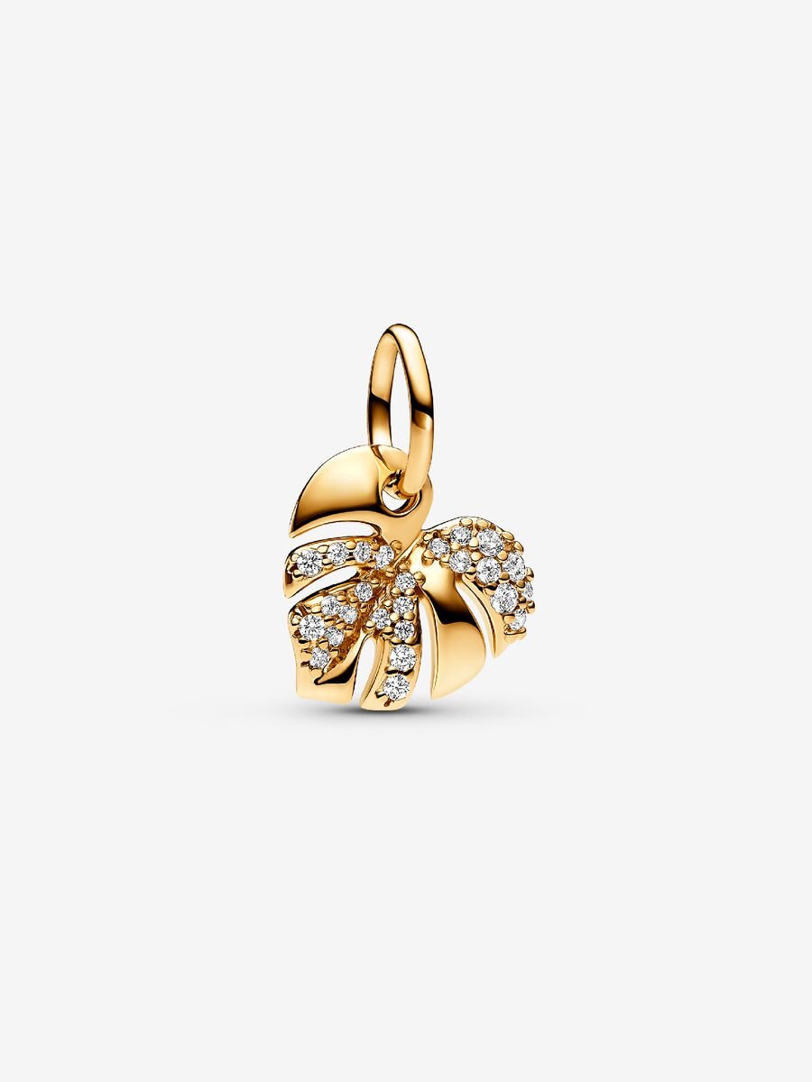 Charm-pendentif Feuille de monstera scintillante
