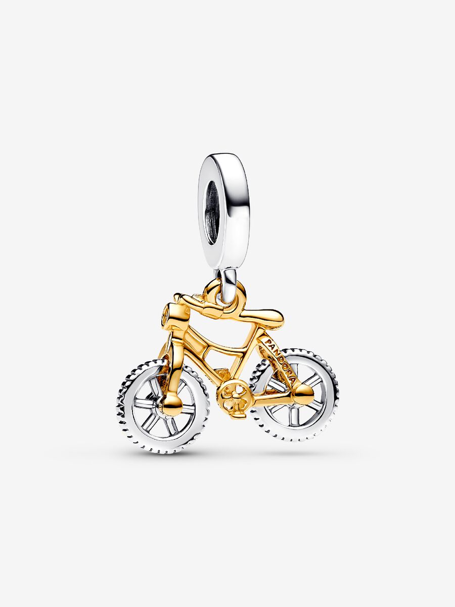 Charm-pendentif deux-tons Bicyclette aux roues tournoyantes