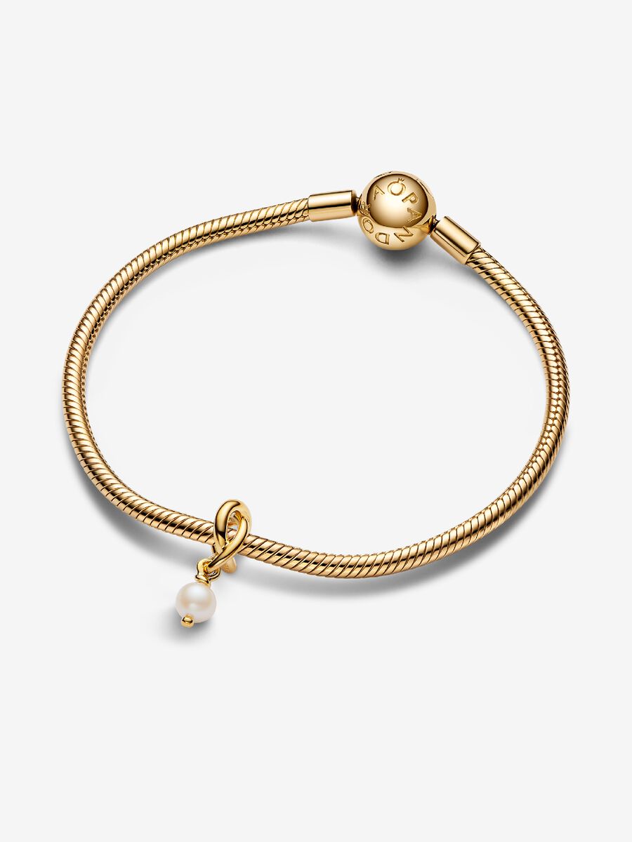 Juin Charm-pendentif Cercle perle de culture d’eau douce traitée