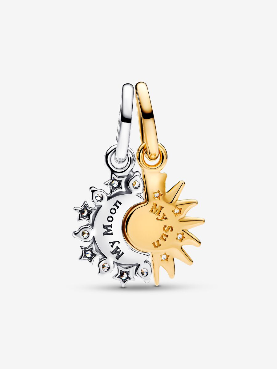 Charm-pendentif séparable Soleil et lune