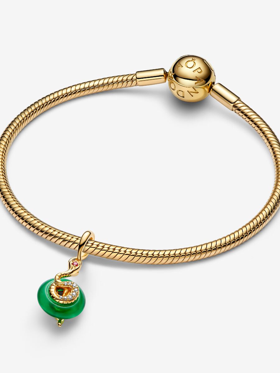 Charm-pendentif Serpent en verre de Murano vert
