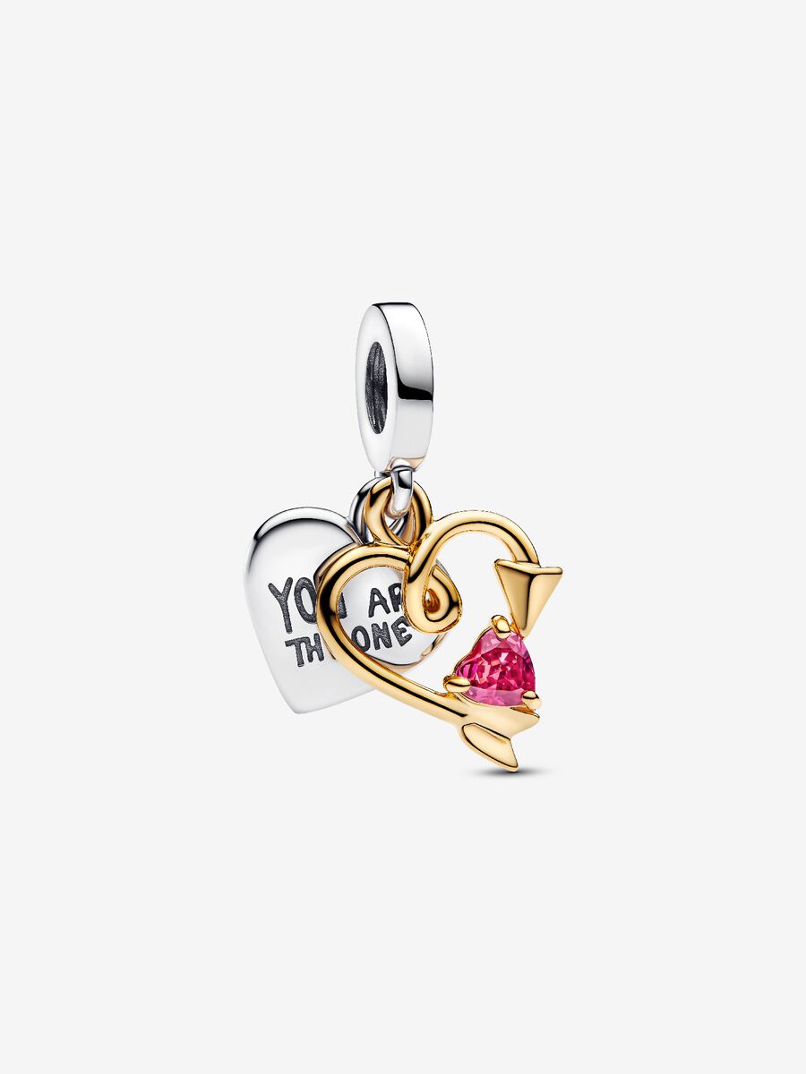 Charm-pendentif double Cœur et flèche à graver