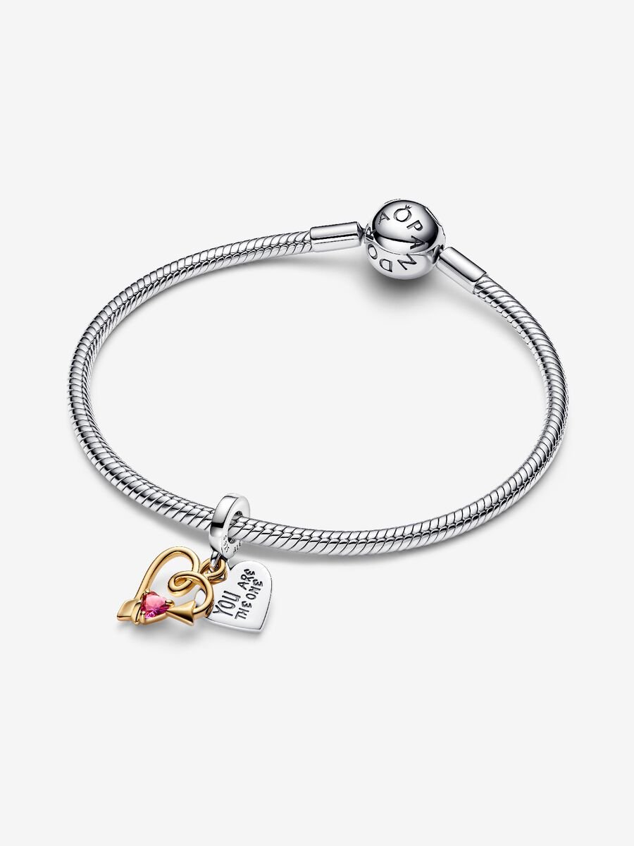 Charm-pendentif double Cœur et flèche à graver