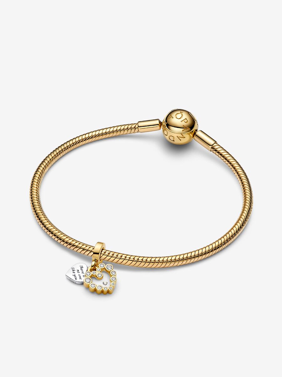 Charm à double pendentifs Cœurs scintillants