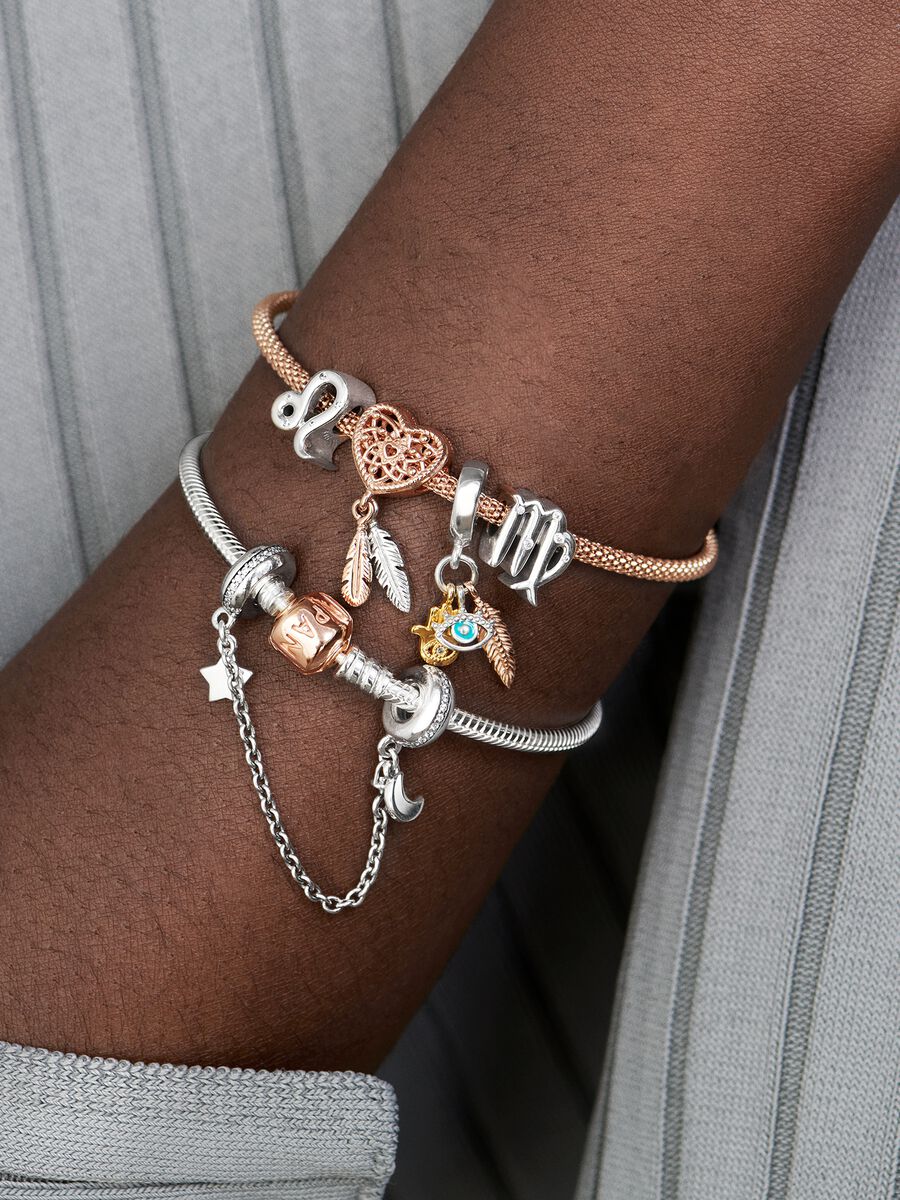 Charm-pendentif Spiritualité avec Hamsa, œil qui voit tout et plume