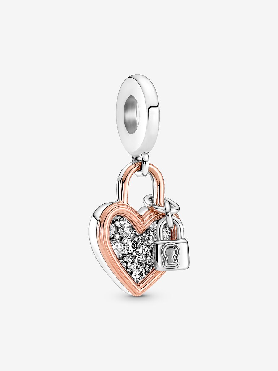 Charm-pendentif double Cadenas et cœur