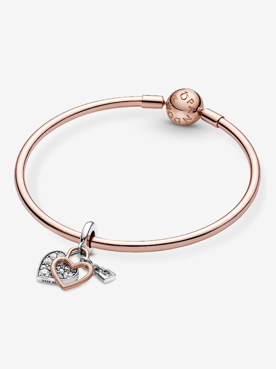 Charm-pendentif double Cadenas et cœur