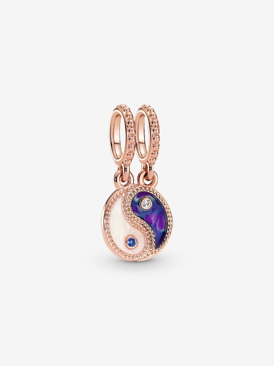 Charm-pendentif séparable Yin et yang scintillant