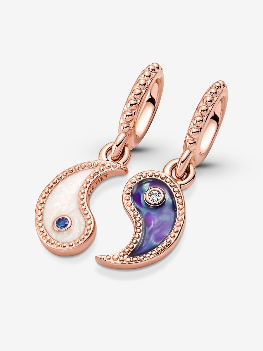 Charm-pendentif séparable Yin et yang scintillant