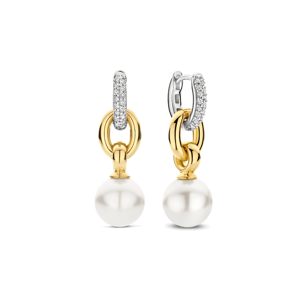 Boucles d'oreilles de perles Ti Sento — Boucles d'oreilles connectées en zircon et perle