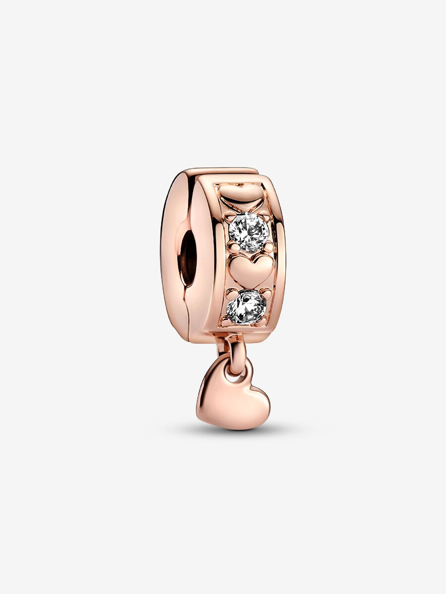 Charm en clip pendentif Cœurs infinis scintillants