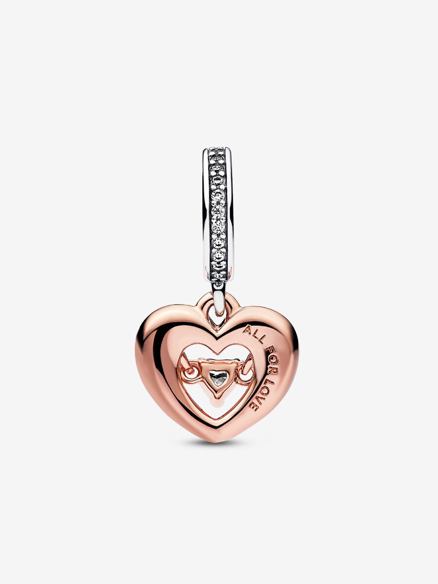 Charm-pendentif Cœur radieux deux-tons