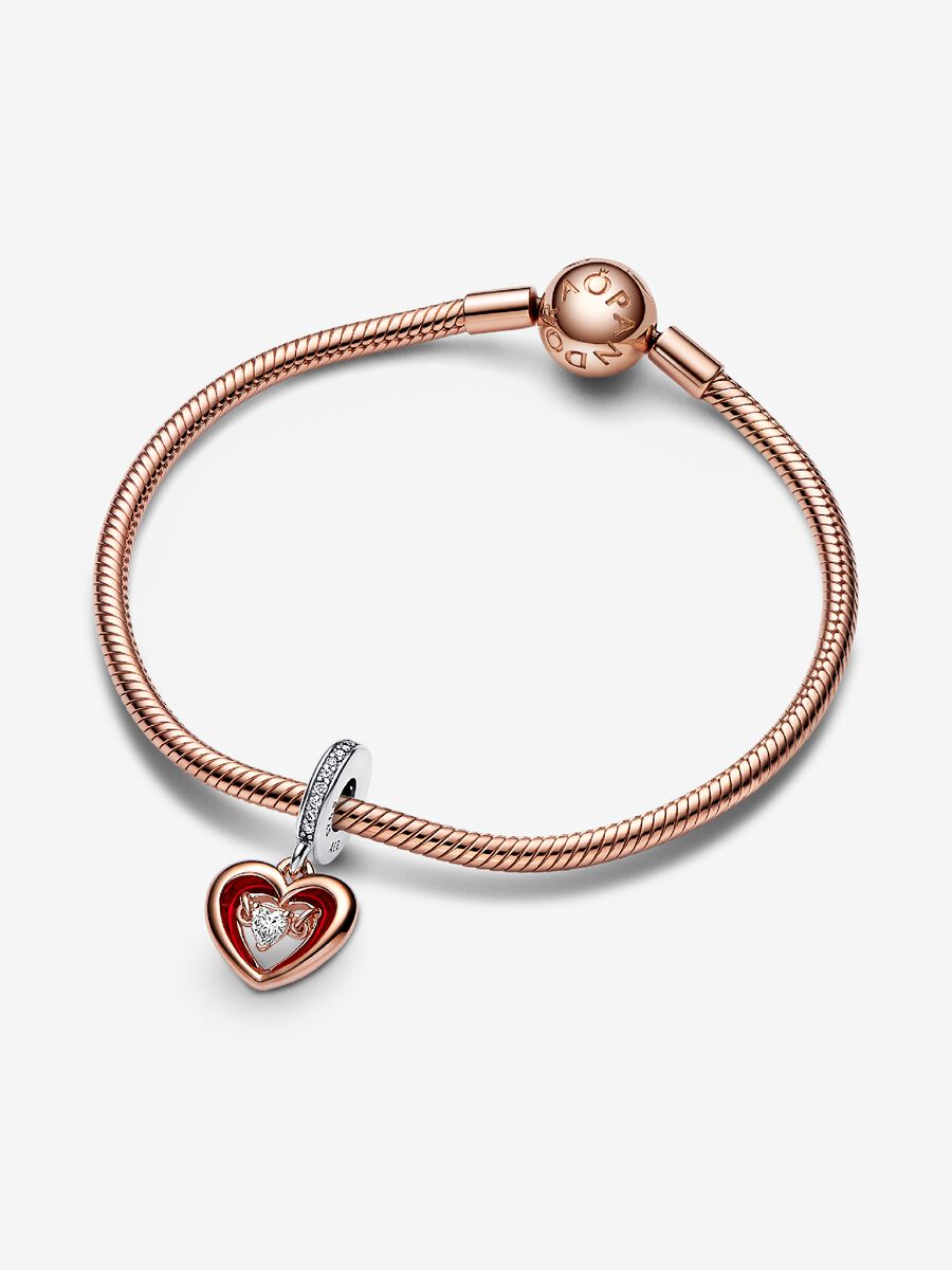 Charm-pendentif Cœur radieux deux-tons