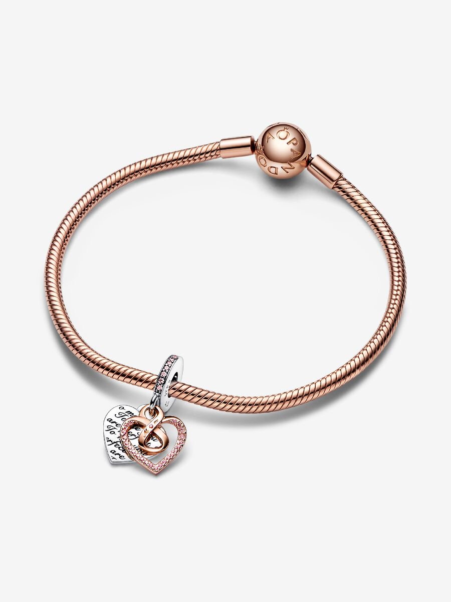 Charm-pendentif Cœur et symbole d’infini deux tons double