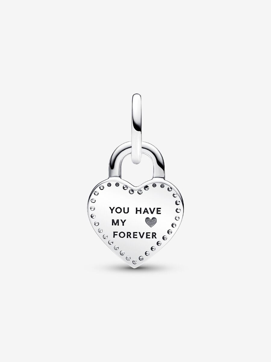Charm-pendentif rotatif double Cadenas et cœur deux tons