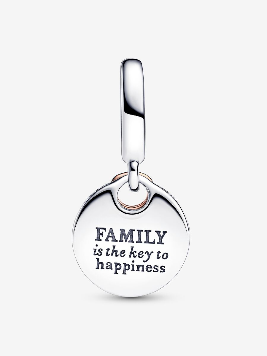 Charm-pendentif double Clé du bonheur deux-tons